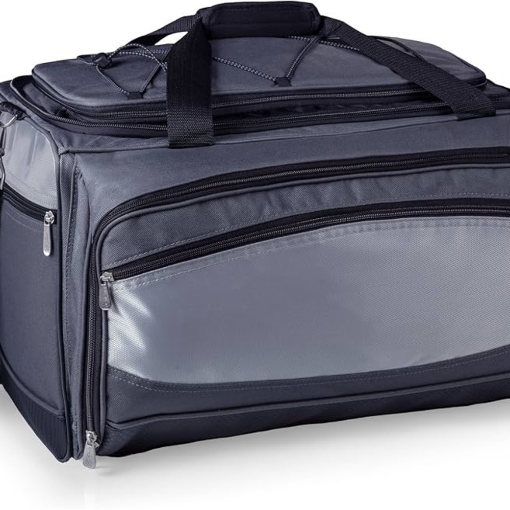 Travel Bbq Tote W/ Cooler, Tongs, Spatula, Large Fork. Brand New. Missing Grill